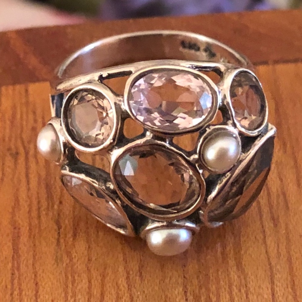 Silpada Sterling Silver, Pearl & Glass Sweet Embrace Ring R2442 Size 7 - Picture 9 of 10